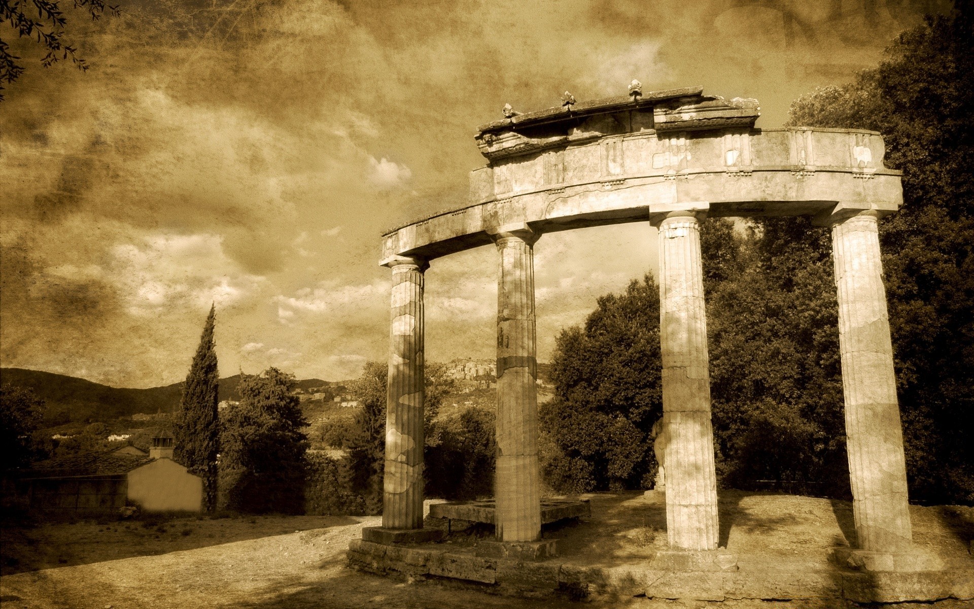 vintage architettura colonne tempio viaggi antico in bianco e nero torre arte archeologia pietra