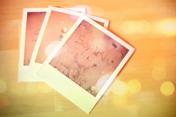 Three vintage summer polaroid photos