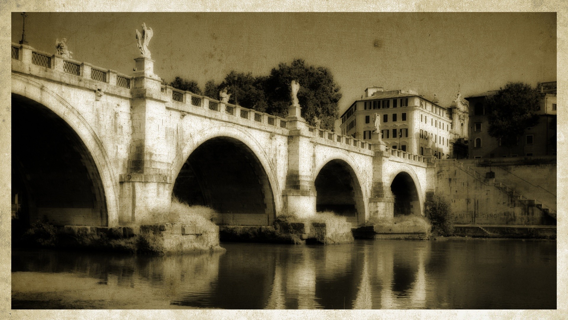 vintage arquitectura puente arco río ciudad casa viajes monumento antiguo agua reflexión iglesia arte antiguo castillo monocromo