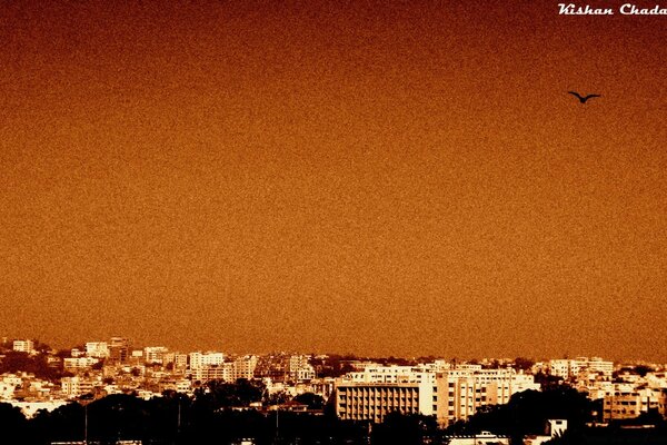 Vista vintage da cidade da noite