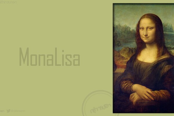 蒙娜丽莎在绿色背景上的肖像