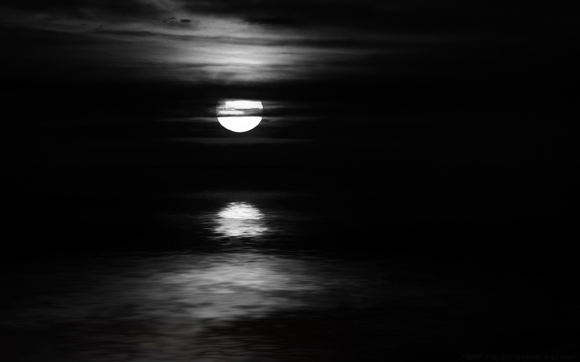 black moon reflection dark monochrome eclipse luna blur abstract light sea storm art