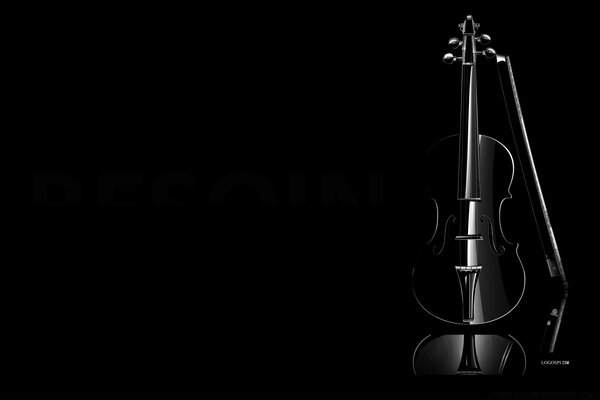 Black violin on a black background