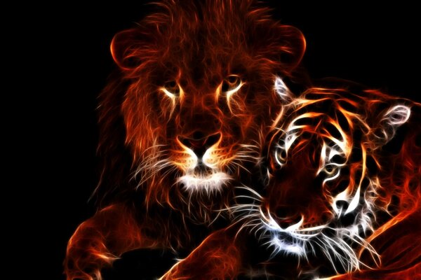 Desktop wallpapers with tigers from fire