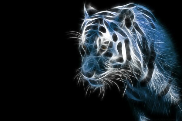 Tigre abstrait sur fond noir