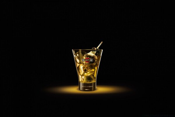 Martini glass on a black background