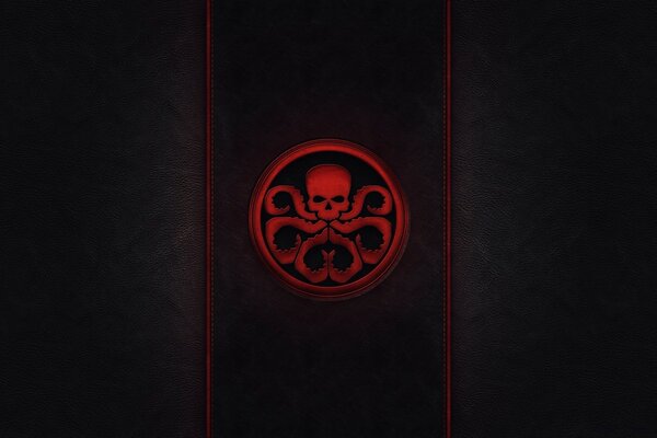 Wallpaper with a red skull symbol