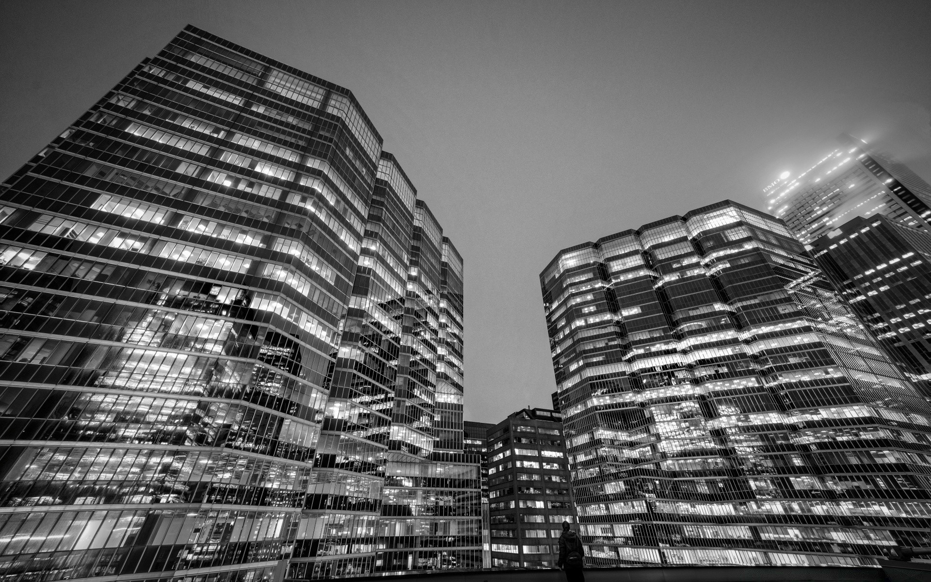 noir et blanc ville architecture urbain maison gratte-ciel centre-ville bureau ville moderne ciel expression fenêtre skyline verre réflexion tour entreprise construction haute finance