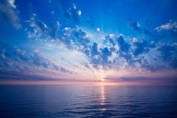 The sea at sunset in calm weather