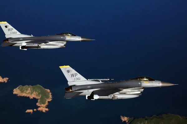 Turkish fighter jets over the Mediterranean Sea