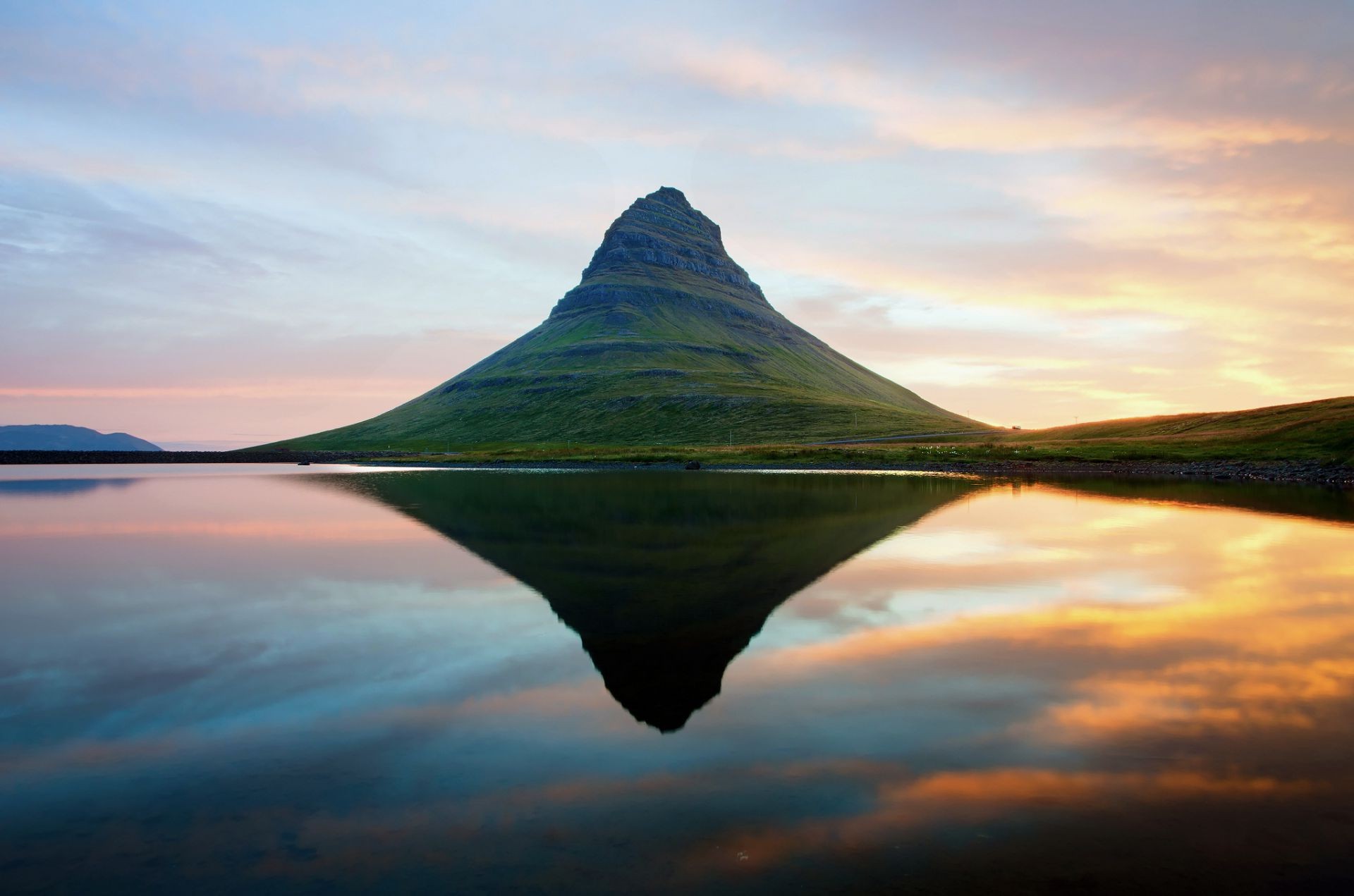 the volcano sunset water sky landscape travel dawn outdoors evening nature