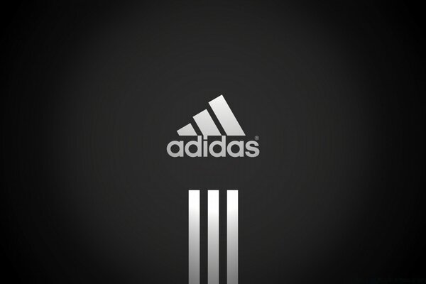 White adidas logo on a black background