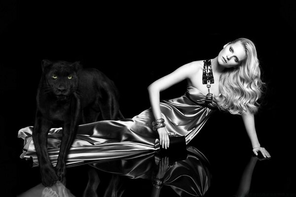 A beautiful woman with a panther