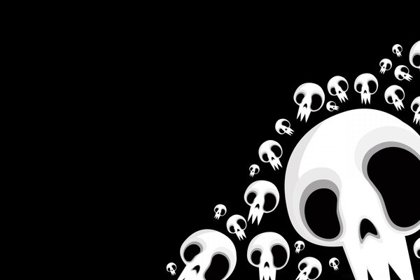 Image of skulls on a black-and-white background