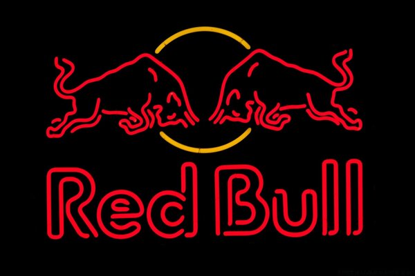 The symbolism of red bull. The emblem. Design on a black background