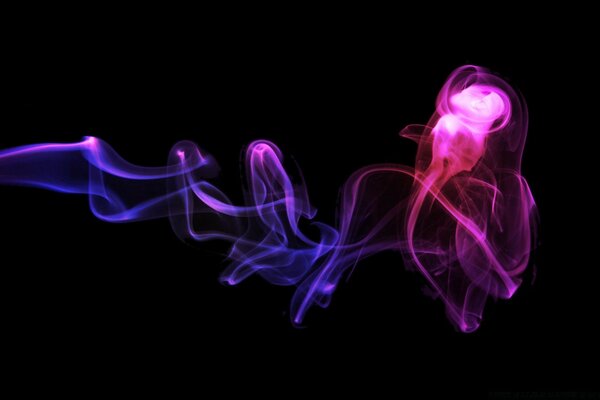 Smoke is depicted on a black background