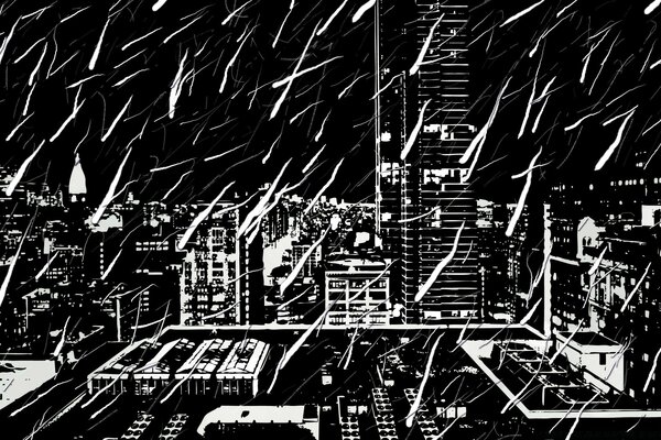 Dessin d une ville en noir et blanc