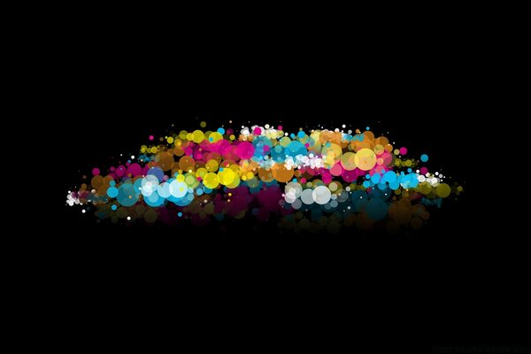 Multicolored soap bubbles on a black background