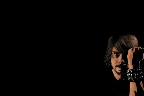 Man with massive bracelets on dark macro background