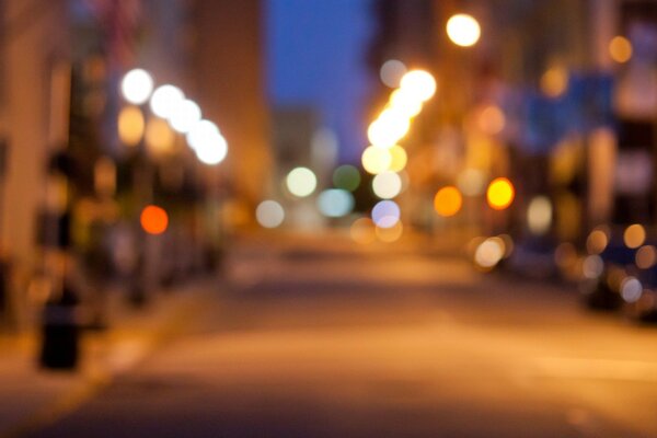 Blurred city, illuminated street