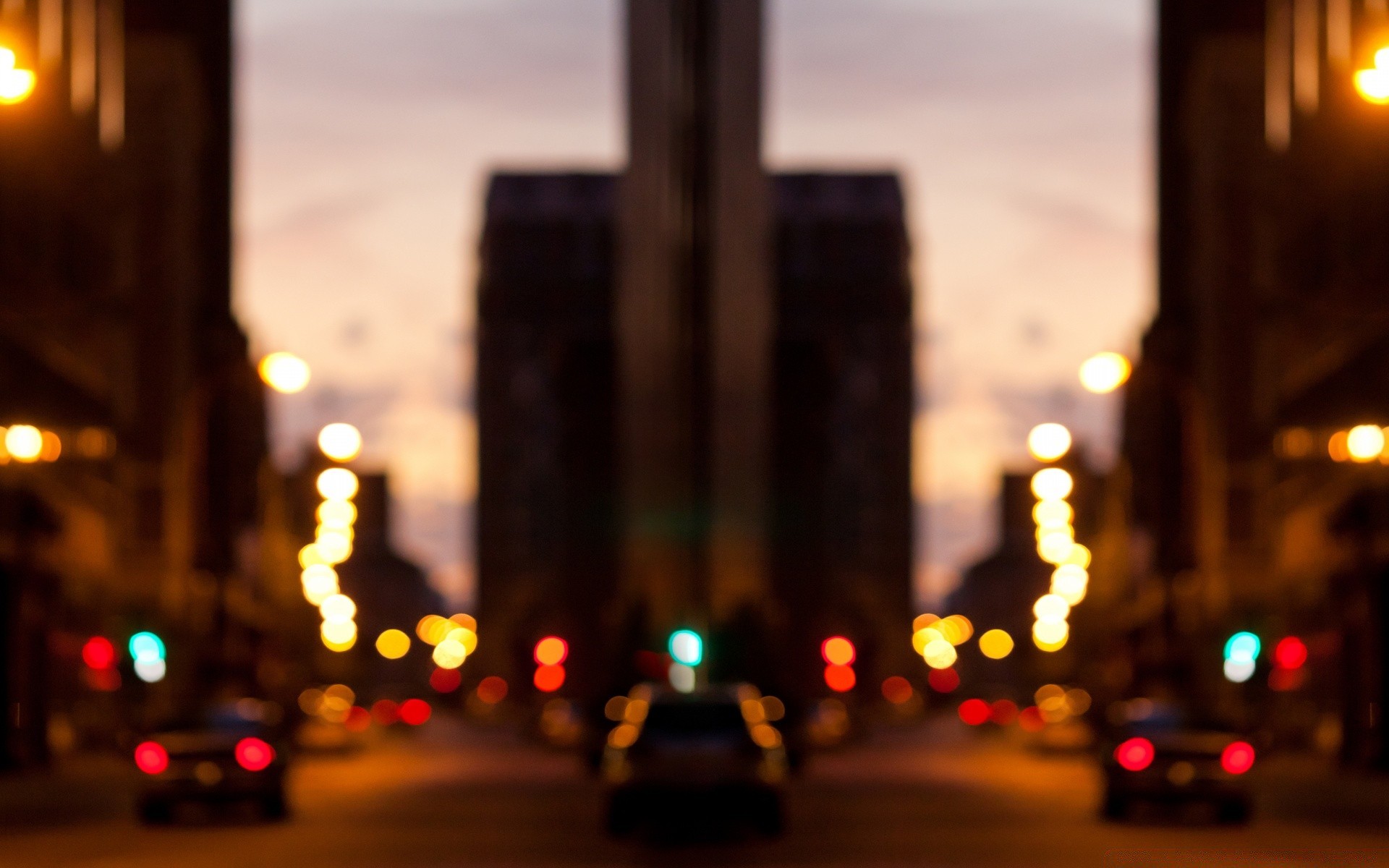 bokeh blur street city light travel road sunset evening car