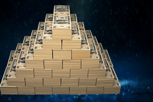 Pyramide de paquets de billets d un Dollar