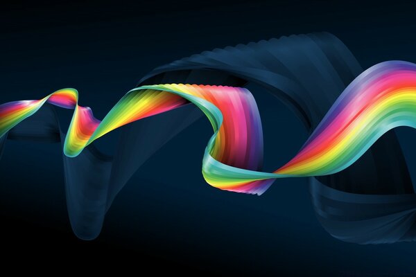 Rainbow ribbon on a tight background