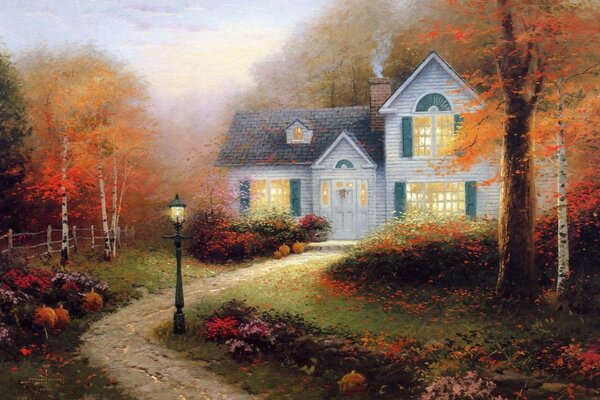 A house in the autumn forest