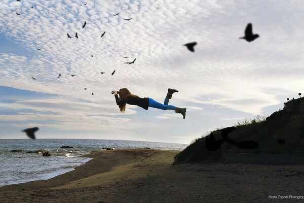 Creative on the beach and on the sea water