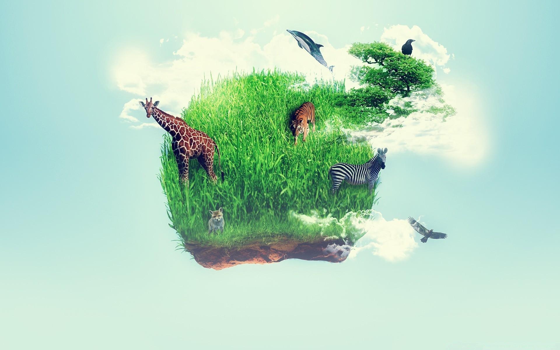 creative nature animal wildlife grass mammal outdoors water illustration sky wild environment