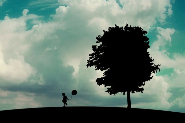 Silhouettes sur fond de ciel magnifique