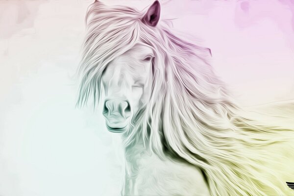 Drawing of a horse in light colors