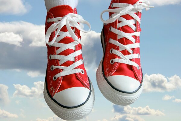 Creative sneakers. Blue sky