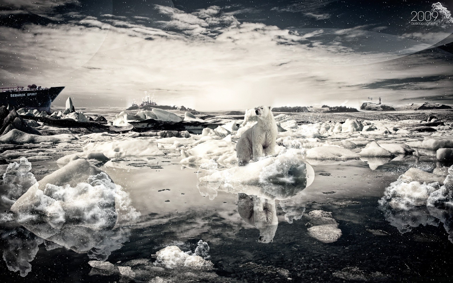 créatif eau mer paysage océan glace neige plage hiver mer monochrome rock