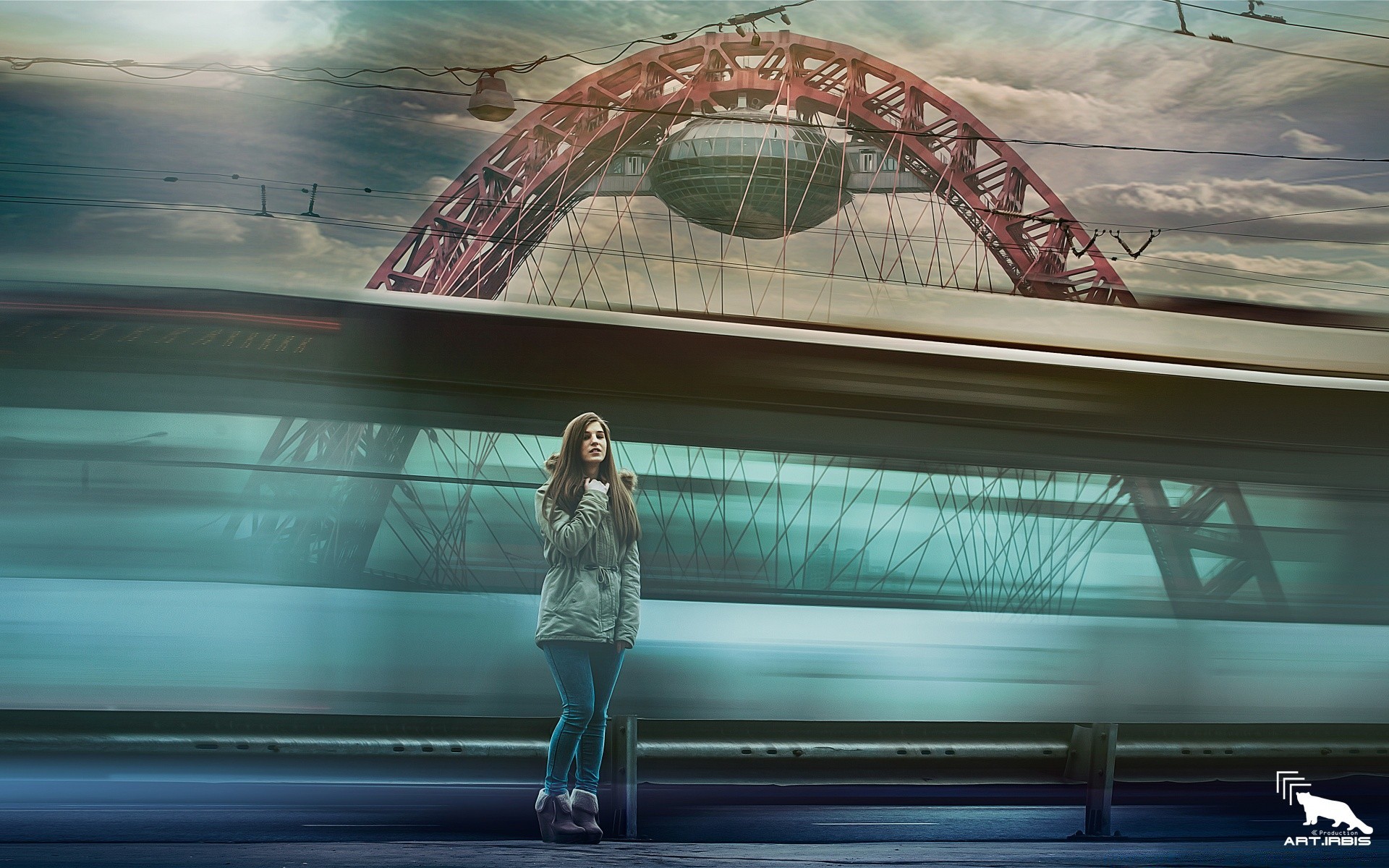 creative travel city light transportation system reflection urban girl building modern bridge woman tube airport architecture motion