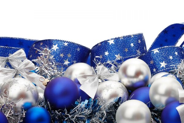 Décorations de Noël argent et bleu