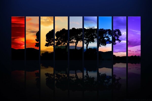 Creative drawing of the dawn in different colors