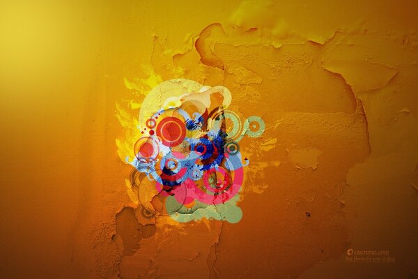 Abstraction of color on a yellow background