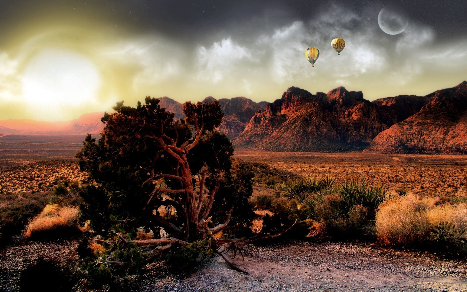 creativo puesta de sol paisaje cielo desierto amanecer naturaleza viajes al aire libre montañas sol noche crepúsculo roca seco buen tiempo escénico