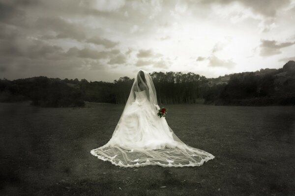 THE BRIDE GOES INTO THE SUNSET FROM THE WEDDING