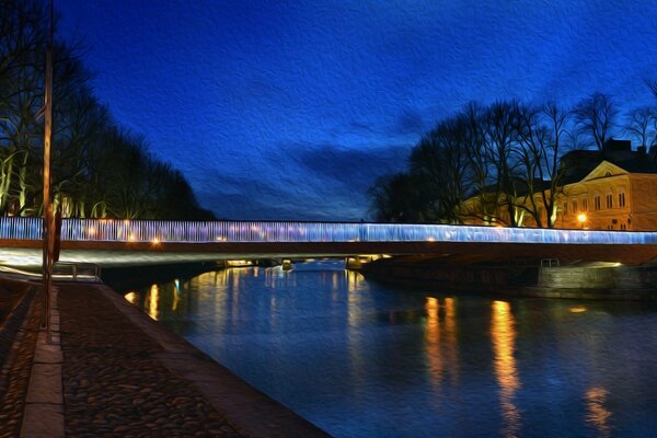 Faszinierender Sonnenuntergang mit Blick auf die Brücke