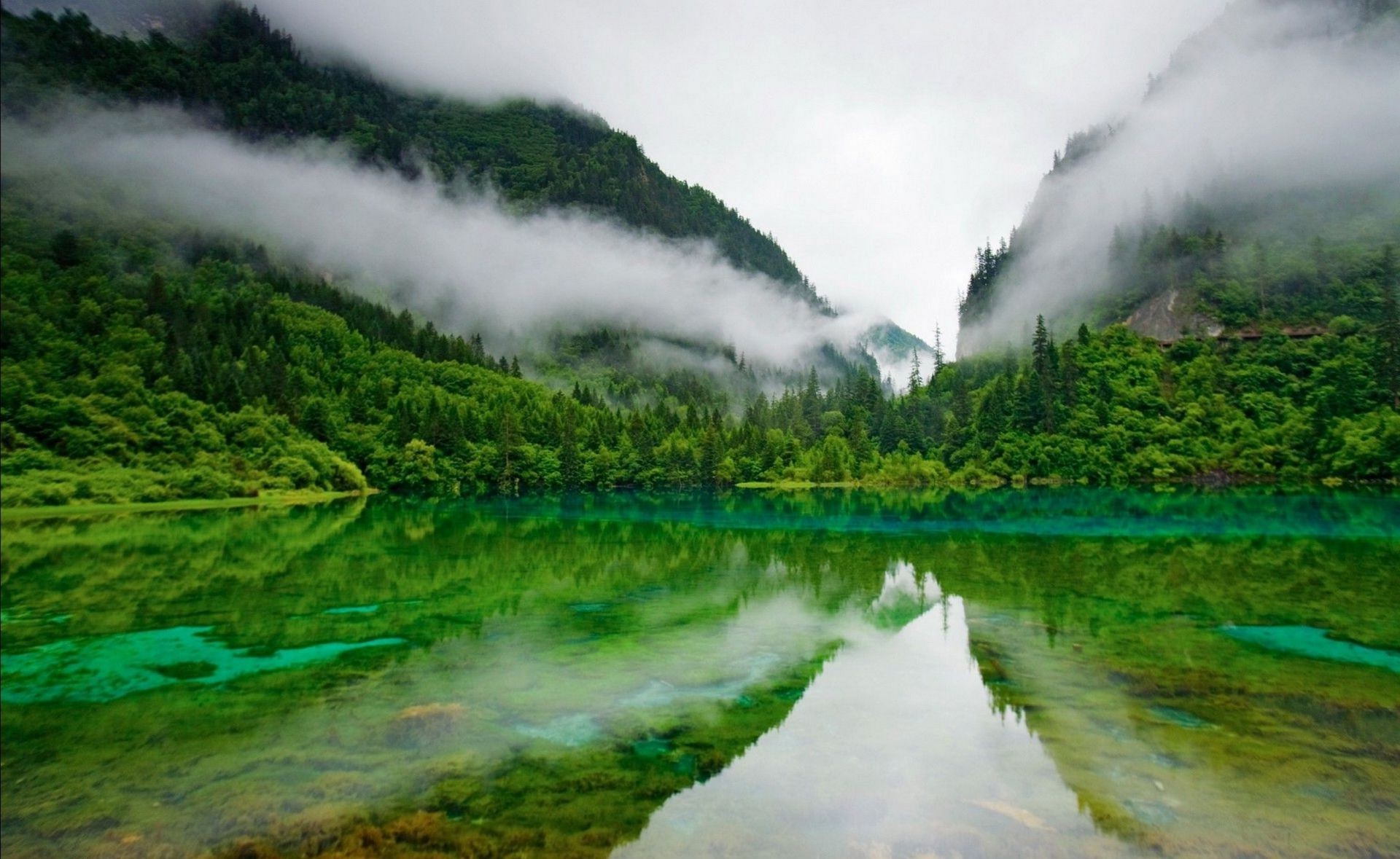вода отражение горы зелень скачать