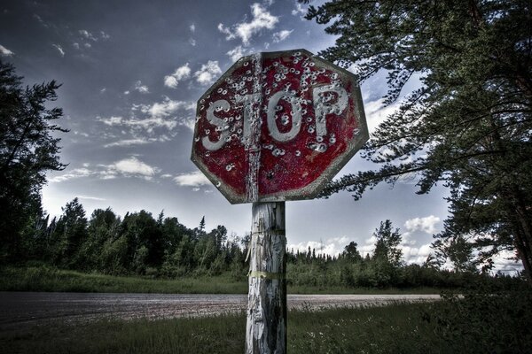 A road sign from a horror movie