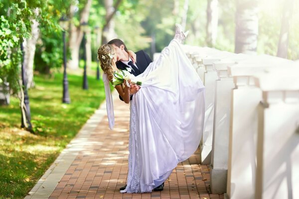 Wedding in the summer outdoors. Romance