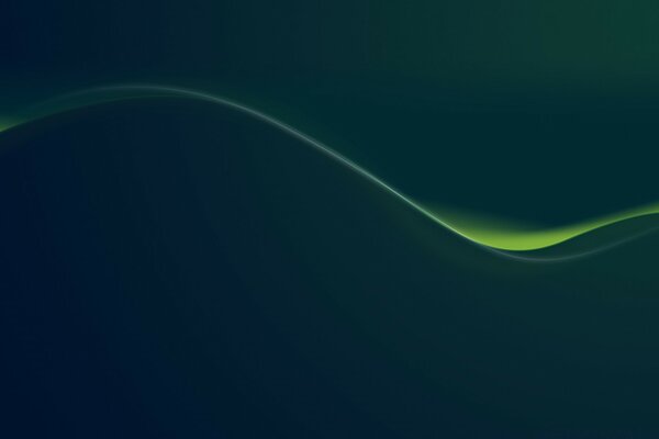 A bright green curving line on a dark green background