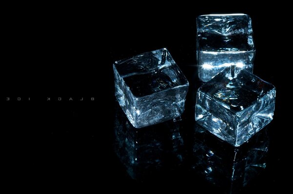 Ice cubes on a black background