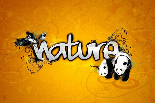 Natura, Panda e uccelli. Lettere in primo piano