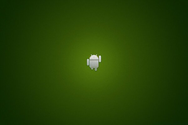 Icono de Android pequeño blanco sobre fondo verde oscuro