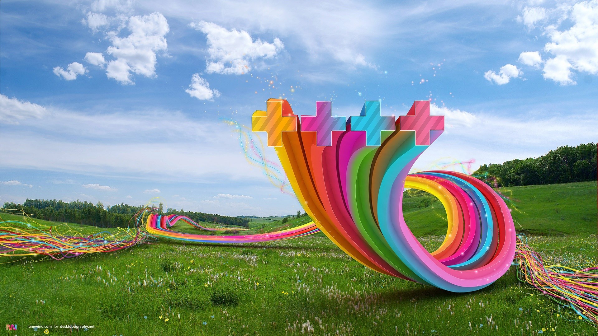 creative sky grass summer rainbow color nature outdoors landscape bright beautiful desktop