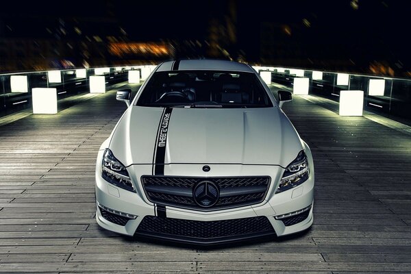 White Mercedes sports car